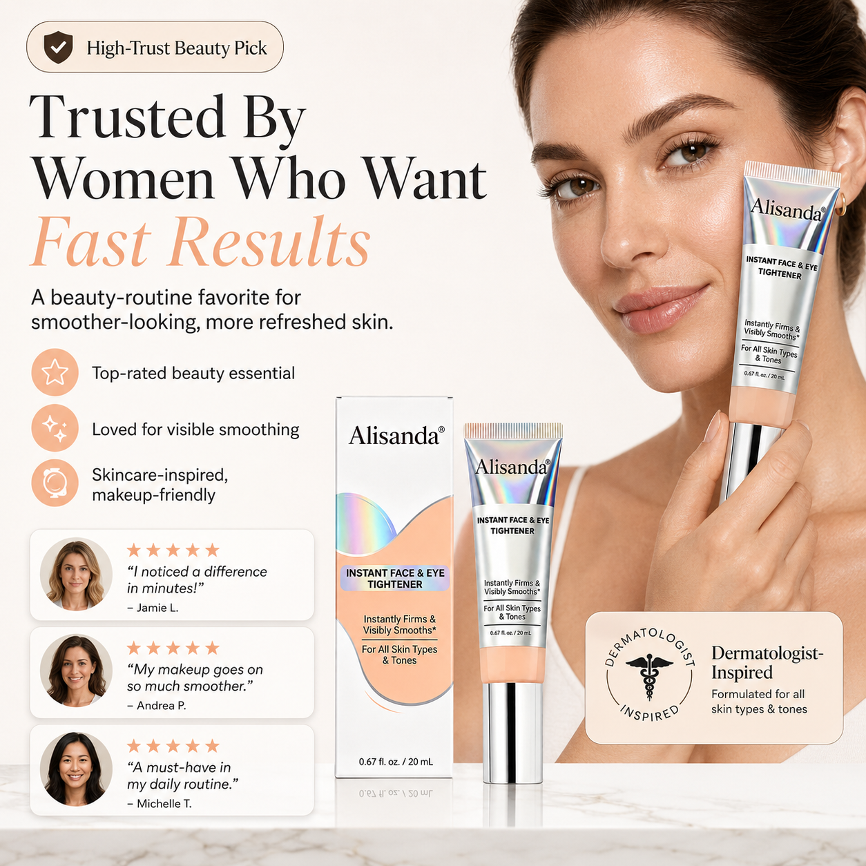 Alisanda® Instant Face Tightener – Visible Smoothing in 60 Seconds, Monthly Performance Upgrade in 30 Days