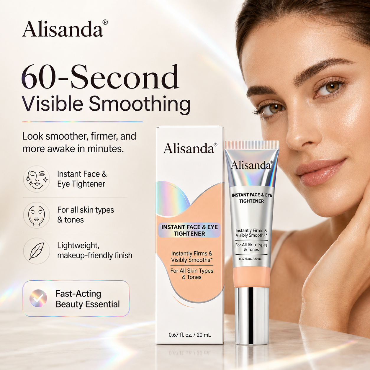 Alisanda® Instant Face Tightener – Visible Smoothing in 60 Seconds, Monthly Performance Upgrade in 30 Days