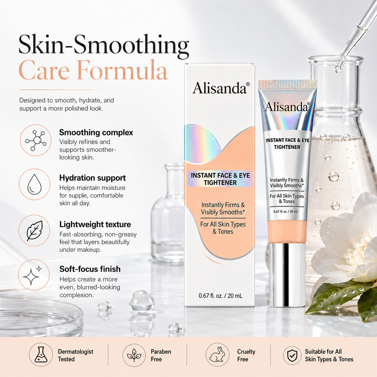Alisanda® Instant Face Tightener – Visible Smoothing in 60 Seconds, Monthly Performance Upgrade in 30 Days