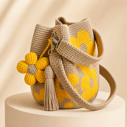 Handwoven Flower Bucket Bag