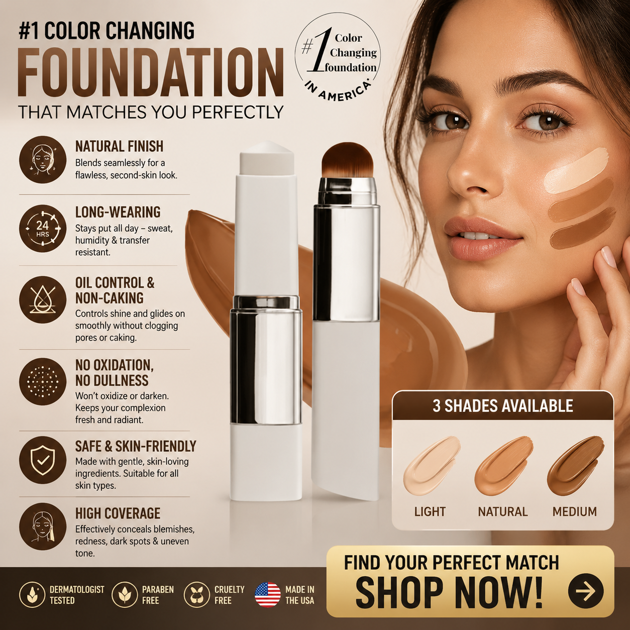 Achandise™ Korean Color-Changing Foundation stick