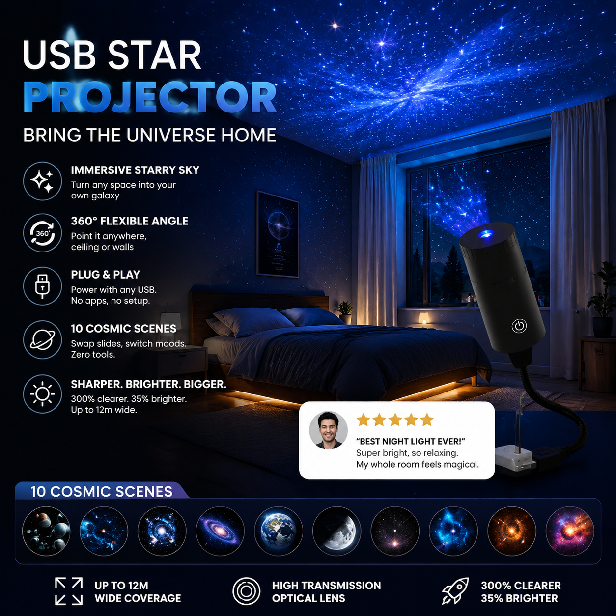 ✨ Plug-and-Play HD Star Projector 🥳50,000+ Happy Users