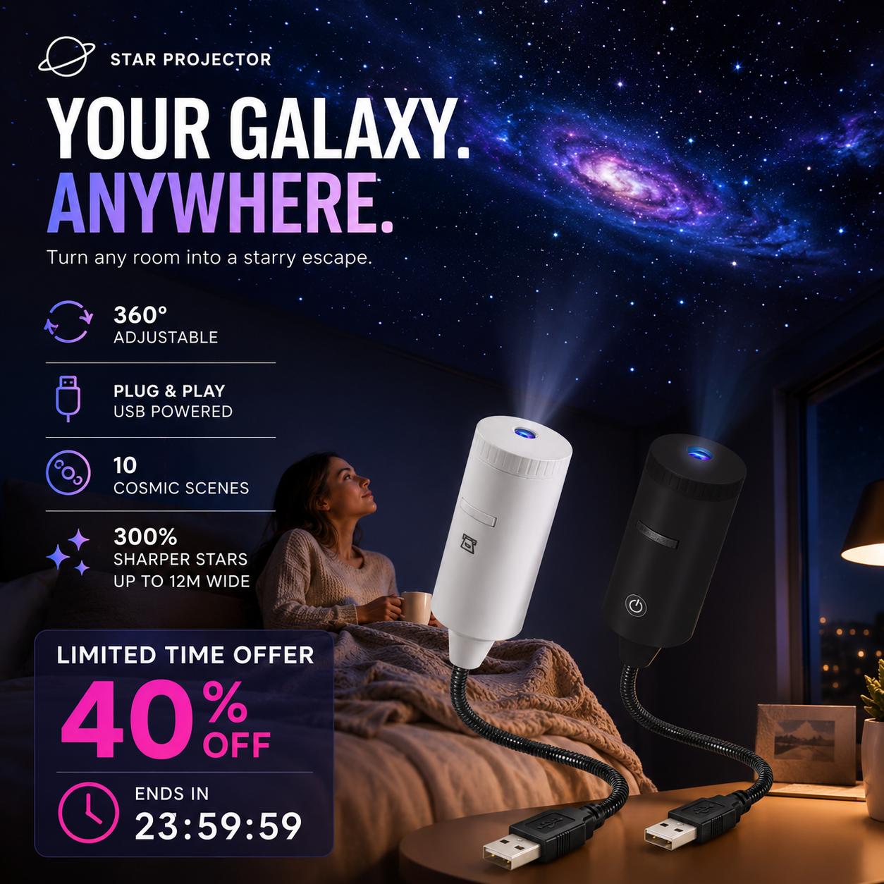 ✨ Plug-and-Play HD Star Projector 🥳50,000+ Happy Users
